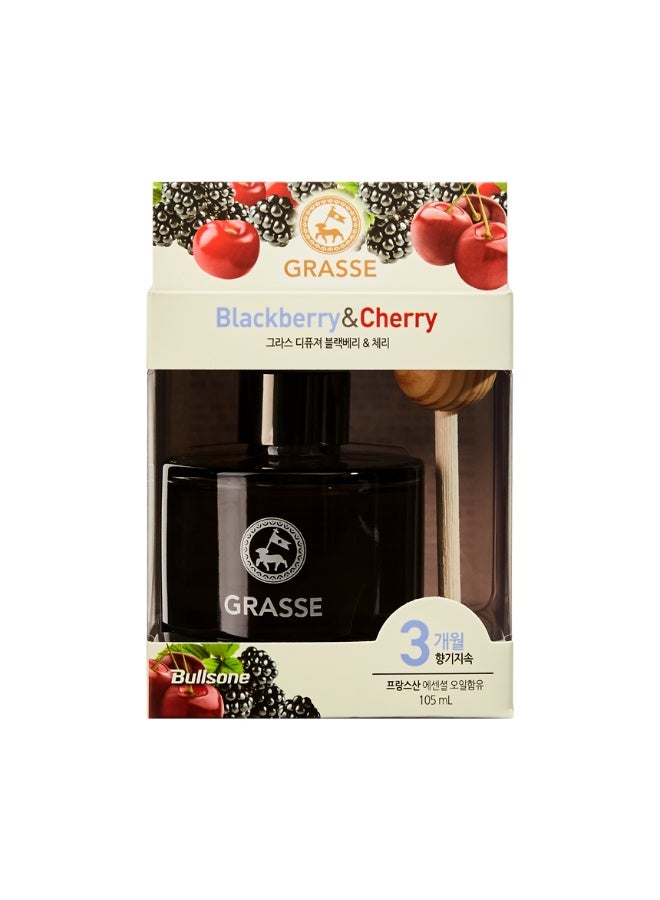 Bullsone Blackberry & Cherry Scent Grasse Luxury Car & Home Diffuser 105ml – Natural Essential Oil Air Freshener with French Perfume - Image 1